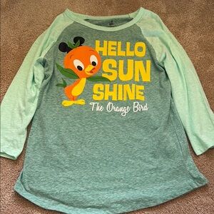 Disney Green and Yellow Long Sleeve Tee with Orange Bird